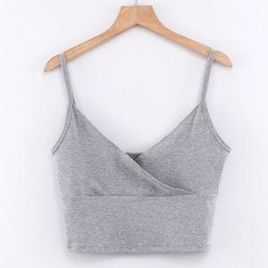 space dye surplice front cami top